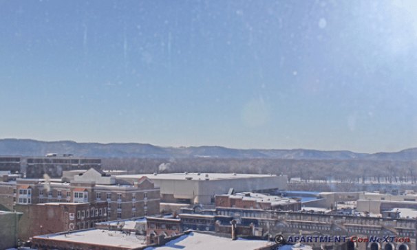 View Over City to Wisconsin Bluffs