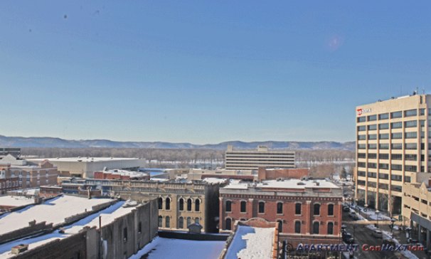 View Over City to Minnnesota Bluffs