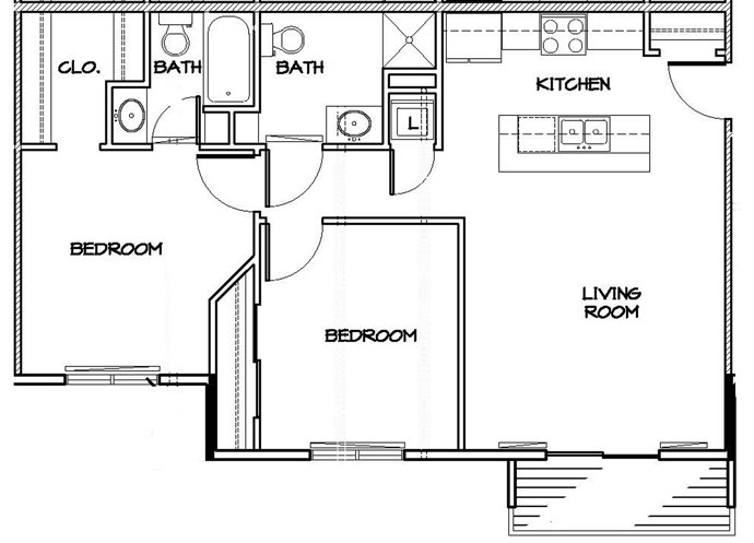 2-Bedroom Center Floor Plan 2-Bedroom Center Floor Plan