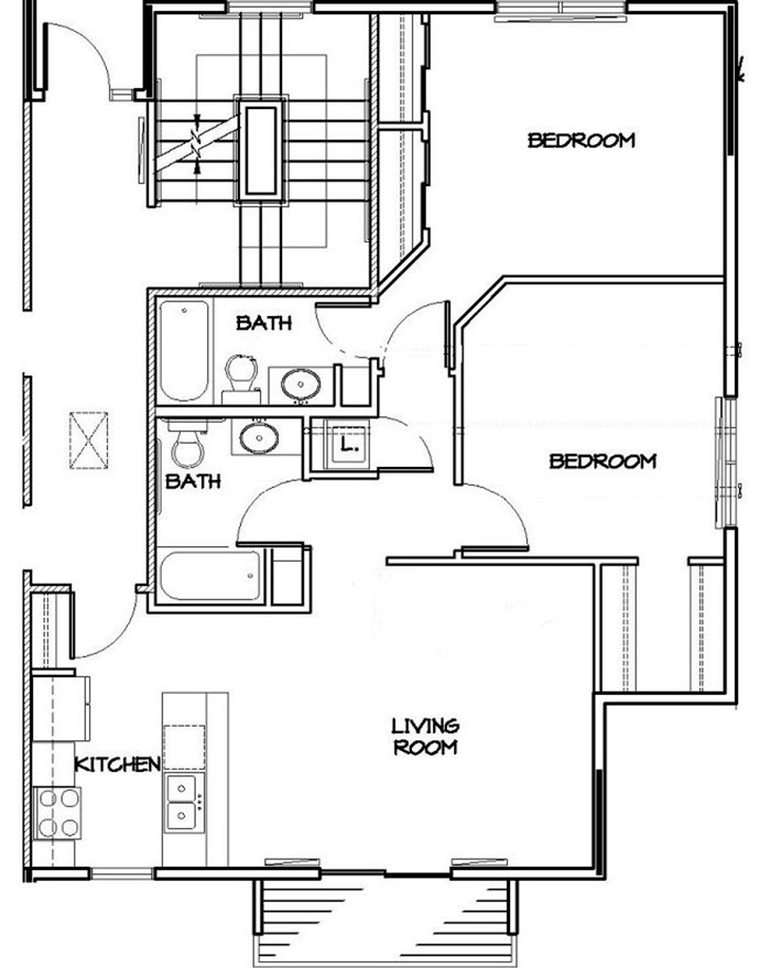 2-Bedroom End Unit Floor Plan