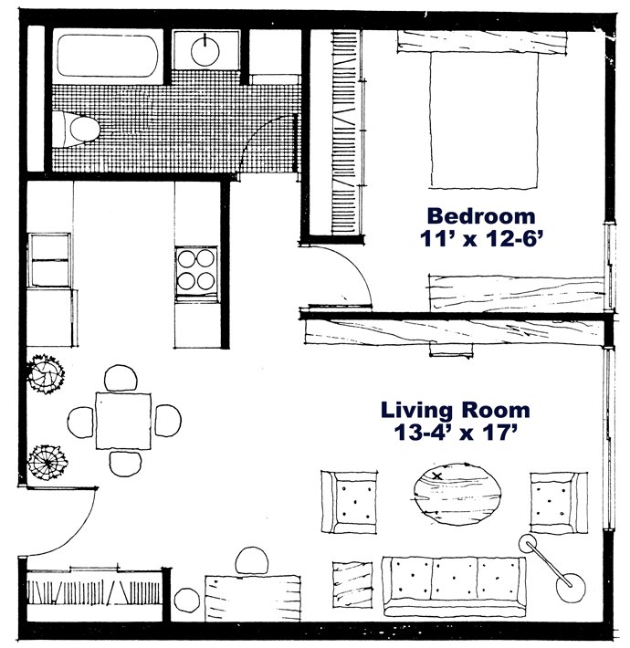 1-Bedroom Floor Plan