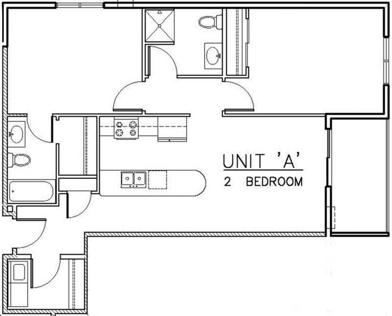2-Bedroom / 2-Bath Floor Plan