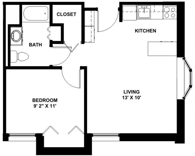 1-Bedroom Floor Plan