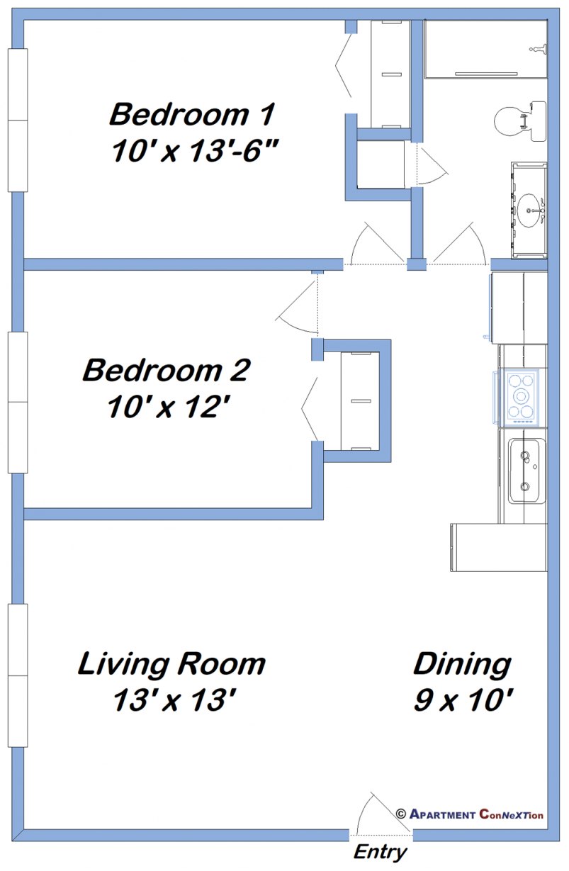 2-Bedroom Apartment Floor Plan 2-Bedroom Apartment Floor Plan