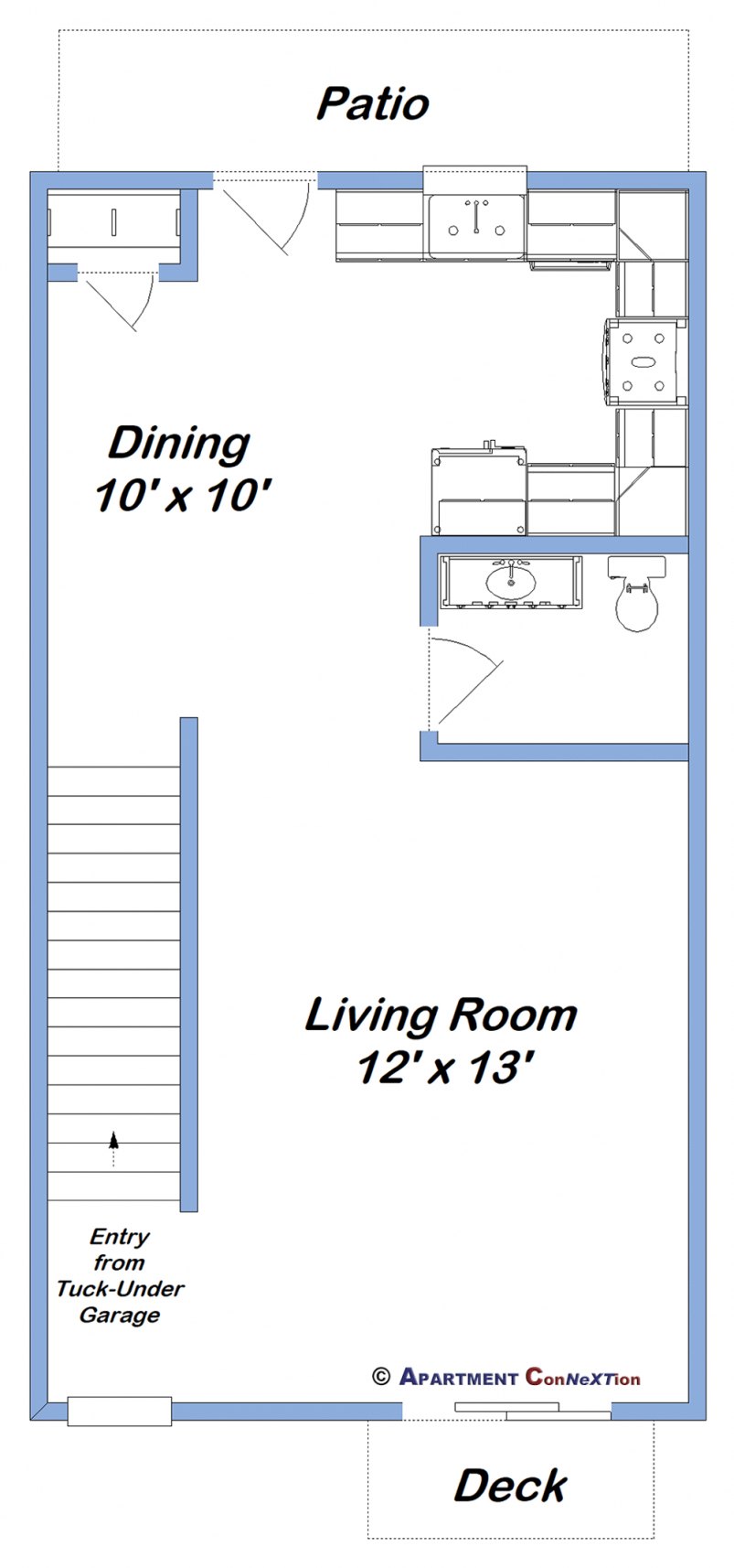 2-Bedroom Town House Main Floor Plan