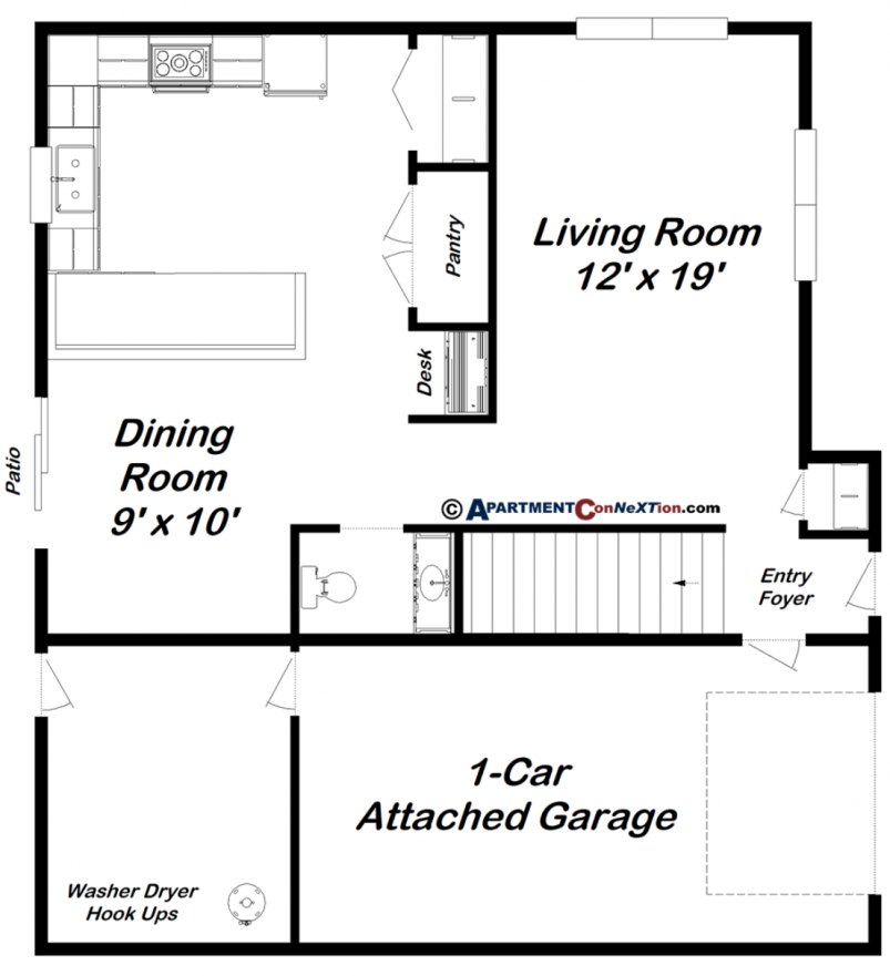 2-Bedroom Town House Main Floor