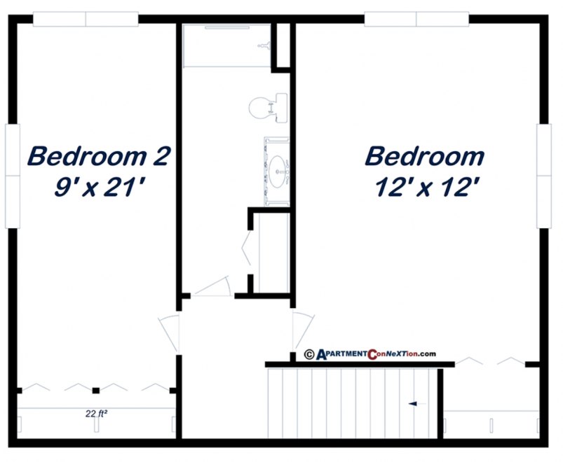 2-Bedroom Town House Upper Floor