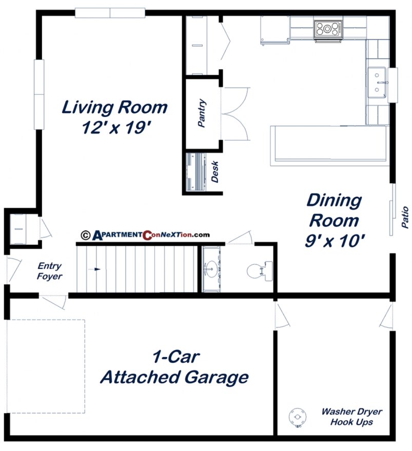 2-Bedroom Town House Main Floor