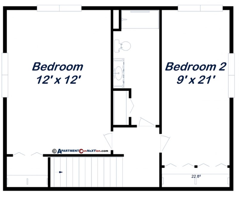 2-Bedroom Town House Upper Floor
