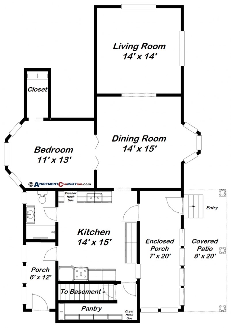 1-Bedroom Duplex Floor Plan