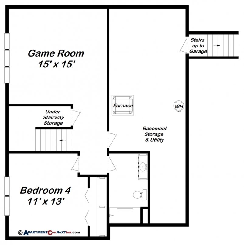 4-Bedroom House - Lower Level Floor Plan
